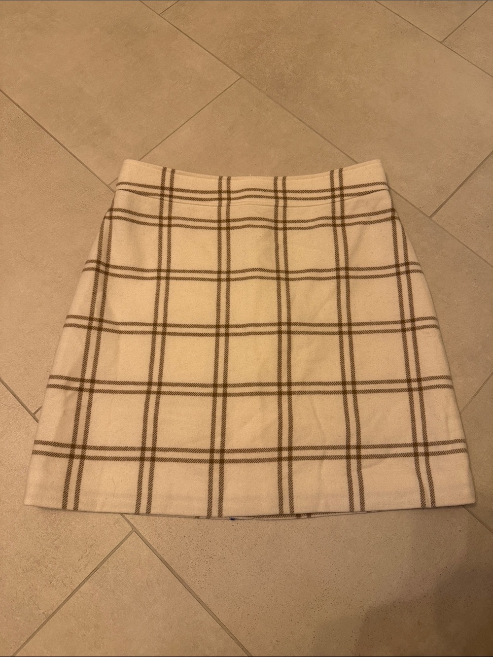 LOFT Cream Plaid Mini Skirt
